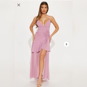 FashionNova Elegant Pink Ruched Dress